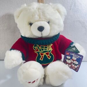 1997 Trim A Home Kmart Collectible Teddy Bear Red Sweater Christmas Candy Cane